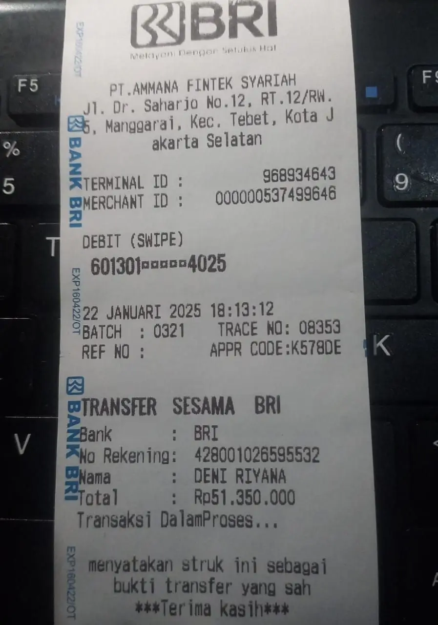 struk bukti transfer bri asli